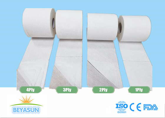 الورق المعدل 2ply / 3ply / 4ply الأبيض القوي ويمكن امتصاصه ورق مناديل المرحاض لدورة الحمام / الفندق / المنزل